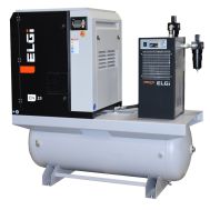 ELGI 10 HP Rotary Screw Air Compressor offering 38 CFM @ 125 PSI, 120 Gallon Air Tank with Air Dryer, 208-230/460-Volt, 3-Phase | EN07-125-120T-G2A