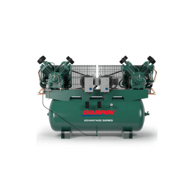 Champion Duplex 10 HP (20 HP Total) Air Compressor, 67.6 CFM @ 175 PSI, 120 Gallon Tank 208-Volt, 3-Phase | HR10D-12