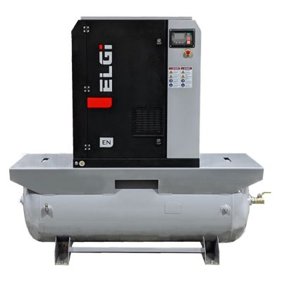 ELGI 5 HP Rotary Screw Air Compressor offering 19.3 CFM @ 125 PSI, 60 Gallon Air Tank, 208-230/460-Volt, 3-Phase | EN04-125-60T-3PH_T