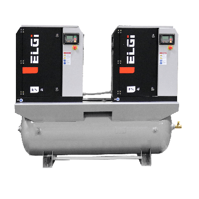 Duplex 7.5 HP Rotary Screw Compressor 48.6 CFM, 230V 1-Phase  (15 HP Total) | EN05-125-120Q-A2J