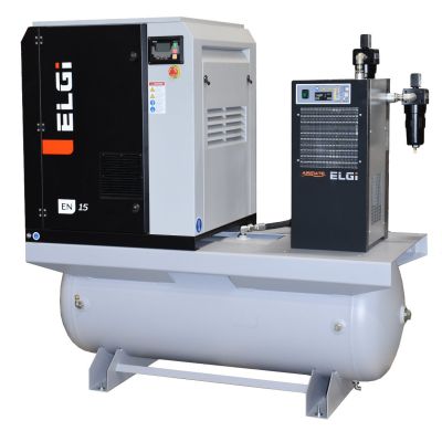 15 HP Rotary Screw Air Compressor 120 Gal Air Tank with Air Dryer 55 ACFM | EN11-125-120T-G2A