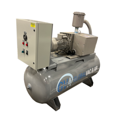 GlobalVac IS080H5, 5 HP Rotary Vane Vacuum System, 24 CFM @ 19