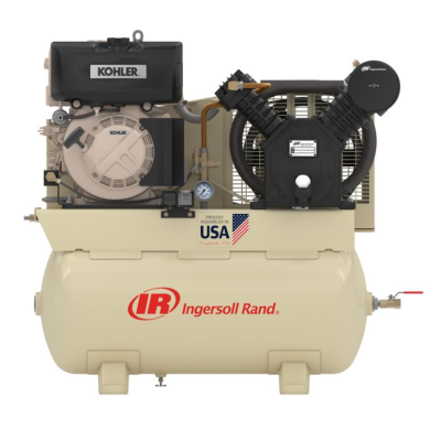 Ingersoll Rand 2475F10DK, 10 HP Kohler Diesel Drive Two Stage Air Compressor, 22 CFM, 175 PSI, 30 Gallon Horizontal Tank