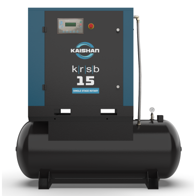 Kaishan KRSB-15-125-120-TM, 15 HP Rotary Screw Air Compressor, 59 CFM @ 125 PSI 120 Gallon Horizontal Air Tank 208-230/460-Volt, 3-Phase
