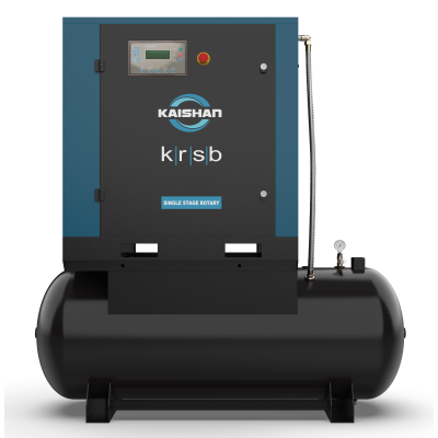 Kaishan 7.5 HP Rotary Screw Air Compressor, 24 CFM @ 125 PSI, 120 Gallon Horizontal Air Tank 208/3/60 | KRST-7.5-125,AC,20V,US
