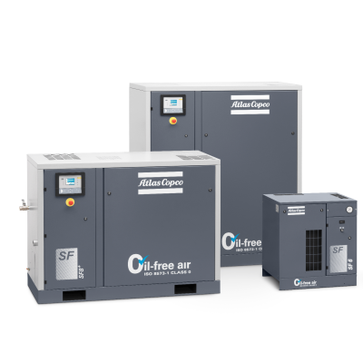 Atlas Copco 23 HP Oilless Scroll Air Compressor 64.9 CFM @ 100 PSI | SF17+-100 AP HC Multi 200v | 8153603561