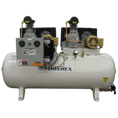 Powerex 2 HP Duplex Oilless Air Compressor 14.4 CFM 80 Gallon 230-VOLT, 1-Phase | OTD1203-G-2