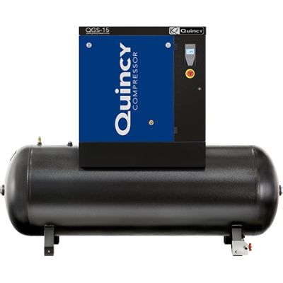 Quincy QGS 15 HP, 15 HP Rotary Screw Air Compressor with 120 Gallon Air Tank 208-230/460-Volt, 3-Phase