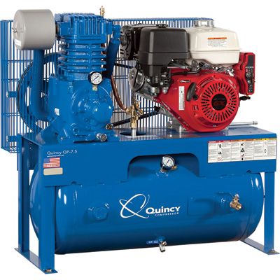Quincy Pressure Lubricated, QP-7.5G G313H30HCE, 13 HP Honda Gas Drive Air Compressor, 22.6 CFM, 30 Gallon Tank