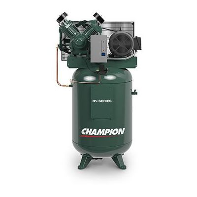 Champion 10 HP Air Compressor Two Stage, 36.6 CFM @ 125 PSI, 820 RPM, 120 Gallon Vertical Air Tank, 460-Volt, 3-Phase | VRV10-12