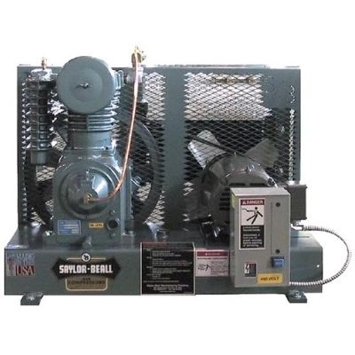 Saylor-Beall 2 HP Air Compressor, 7.5 CFM @ 175 PSI, 510 RPM, Base Mounted 460/3/60 | B-703-2-460-3