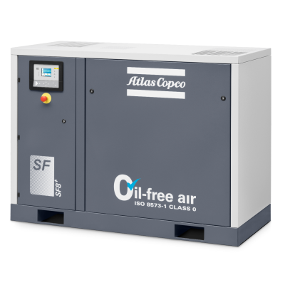 Atlas Copco 10 HP Oilless Scroll Air Compressor, 23.9 CFM @ 145 PSI with Air Dryer 208/3/60, SF8+-145 AFF LC Multi 208v | 8153602696