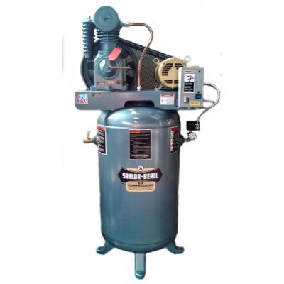 Saylor-Beall 5 HP Splash Lubricated Piston/Two Stage Air Compressor, 17.3 CFM @ 175 PSI, 80 Gallon Vertical Air Tank, 460-Volt, 3-Phase | VT-735-80-460-3