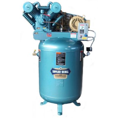7.5 HP Saylor-Beall Splash Lubricated 4-Cylinder Two Stage Air Compressor, 26.2 CFM @ 175 PSI, 650 RPM, 120 Gallon Vertical Air Tank, 460-Volt, 3-Phase | VT-745-120-460-3